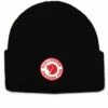 Fjallraven Black 1960 Logo Patch – Ribbed Knit Cuffed Beanie Hat
