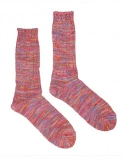 5 Colour Mix Crew Socks - Pink