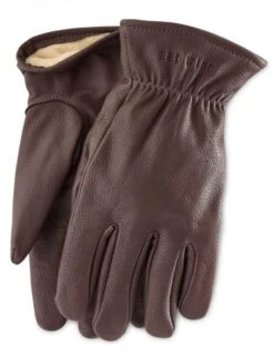95231 Lined Buckskin Leather Gloves - Brown