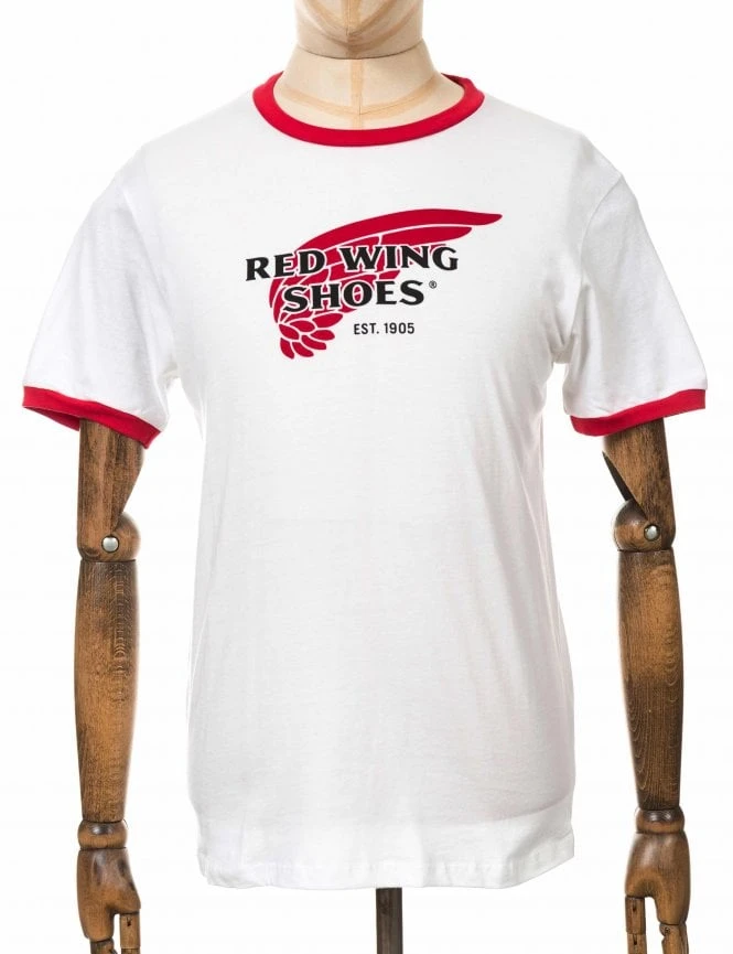 97406 Red Wing Ringer Logo Tee - White/Red 3 97406 Red Wing Ringer Logo Tee - White/Red