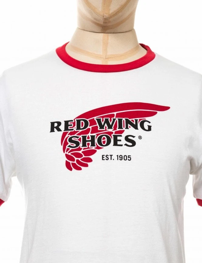 97406 Red Wing Ringer Logo Tee - White/Red 5 97406 Red Wing Ringer Logo Tee - White/Red - Image 3