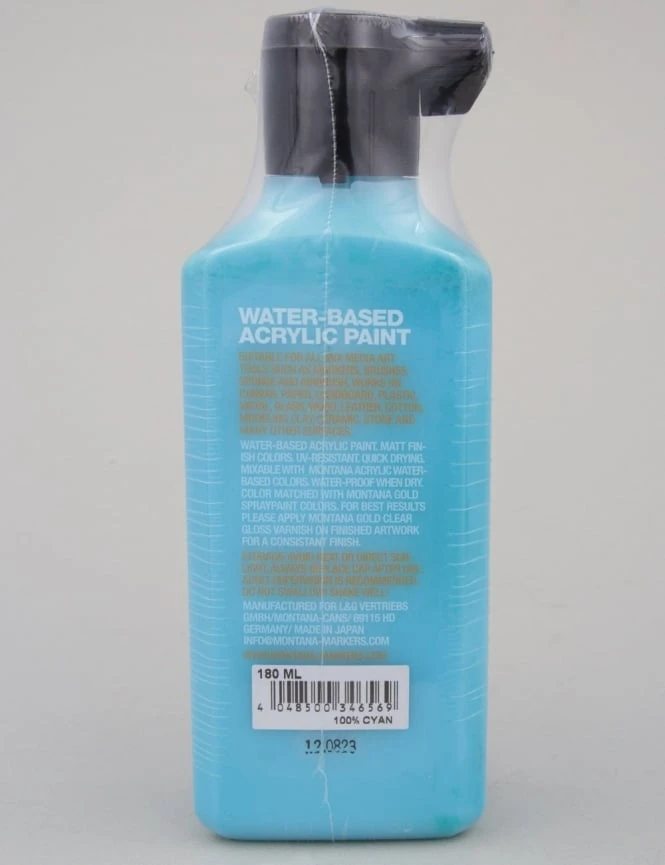 Montana Colors Acrylic Paint Refill 180ml - 100% Cyan P2000 4 Montana Colors Acrylic Paint Refill 180ml - 100% Cyan P2000 - Image 2