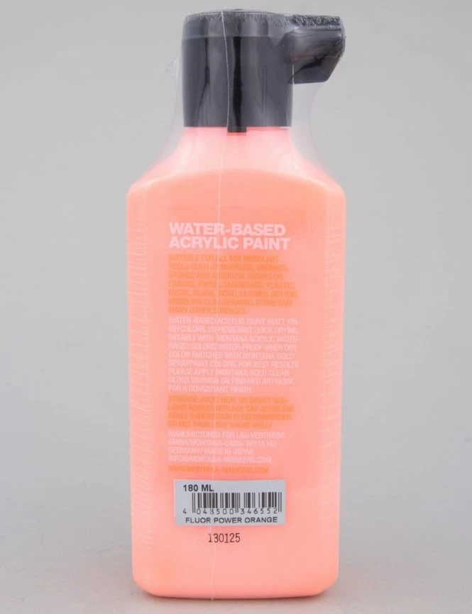 Montana ACRYLIC Paint Refill 180ml – Fluorescent Power Orange F2000 Professional Marker Ink 4 Montana ACRYLIC Paint Refill 180ml – Fluorescent Power Orange F2000 Professional Marker Ink - Image 2