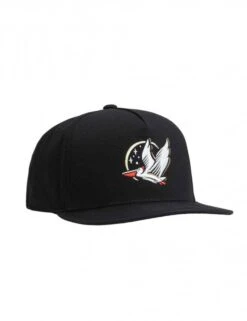 Dark Seas Airbourne Black - Structured 5-Panel Woven Label Snapback Hat