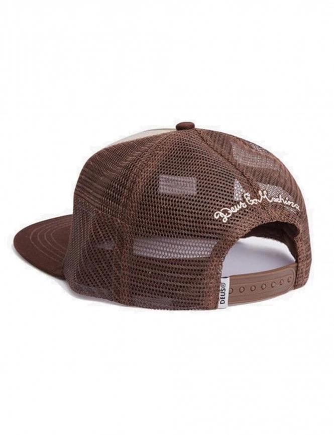 Deus Ex Machina Brown with Off-White Mesh – Akin Customs Patch Flat Bill Trucker Hat 4 Deus Ex Machina Brown with Off-White Mesh – Akin Customs Patch Flat Bill Trucker Hat - Image 2