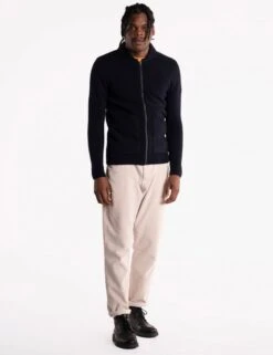 Allen Full Zip Knitted Top - Navy