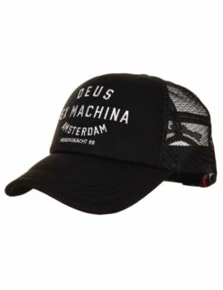 Deus Ex Machina Amsterdam Address Trucker Hat - Black/White Mesh Snapback