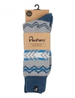 Penfield Vintage Grey Heather & Bear AOP 2-Pack Socks – Cushioned Cotton Crew Socks
