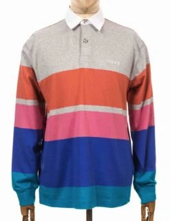 Obey Clothing Automation Rugby Polo Shirt - Heather Ash Multi
