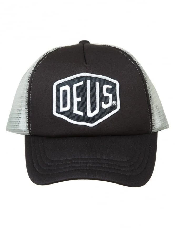 Deus Ex Machina Baylands Trucker Hat - Black/Grey with Embroidered Shield Logo 5 Deus Ex Machina Baylands Trucker Hat - Black/Grey with Embroidered Shield Logo - Image 3