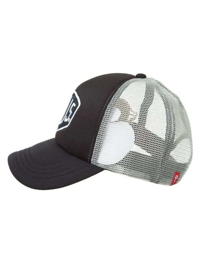 Deus Ex Machina Baylands Trucker Hat - Black/Grey with Embroidered Shield Logo 6 Deus Ex Machina Baylands Trucker Hat - Black/Grey with Embroidered Shield Logo - Image 4