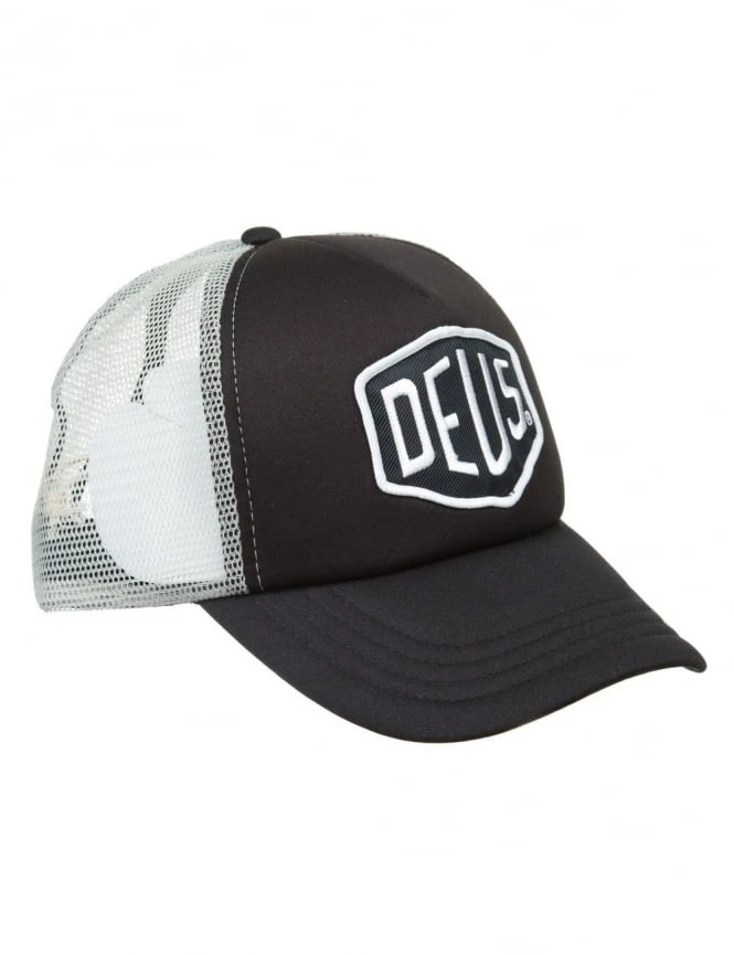 Deus Ex Machina Baylands Trucker Hat - Black/Grey with Embroidered Shield Logo 7 Deus Ex Machina Baylands Trucker Hat - Black/Grey with Embroidered Shield Logo - Image 5