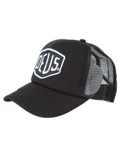 Deus Ex Machina Baylands Black/White – Customs Shield Logo Mesh Trucker Hat