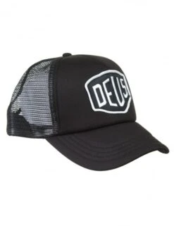 Deus Ex Machina Baylands Black/White – Customs Shield Logo Mesh Trucker Hat -Fatbuddha Store baylands trucker hat black white p14934 59839 medium