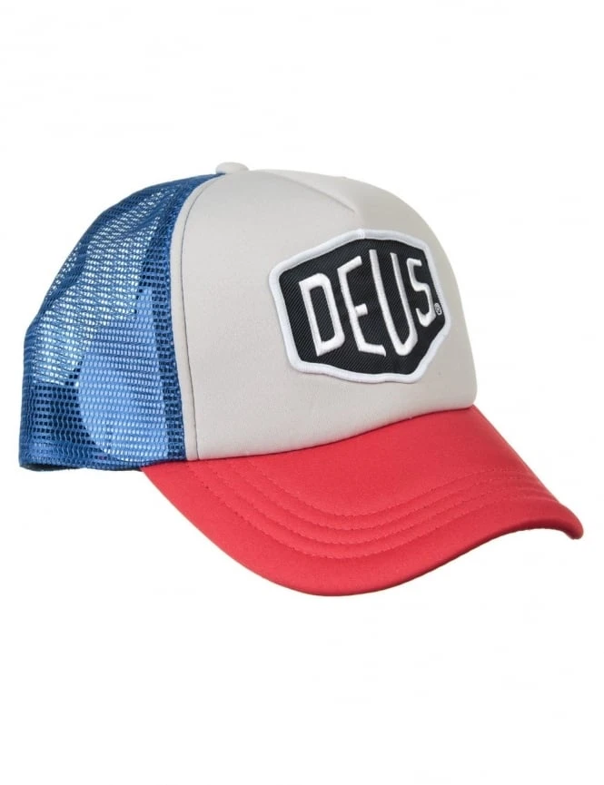 Deus Ex Machina Baylands Trucker Hat - Blue and Red with White Mesh - Curved Bill Snapback 6 Deus Ex Machina Baylands Trucker Hat - Blue and Red with White Mesh - Curved Bill Snapback - Image 4