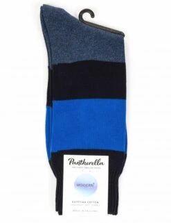 Pantherella Beall Navy Blue Ribbed Merino Wool Socks - Premium Dress Socks