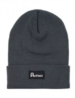 Penfield Bear Box Logo Cuffed Beanie Hat - Castlerock Grey Rib-Knit