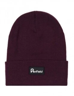 Penfield Bear Beanie Hat Wine Red - Rib-Knit Cuffed Box Logo Winter Hat