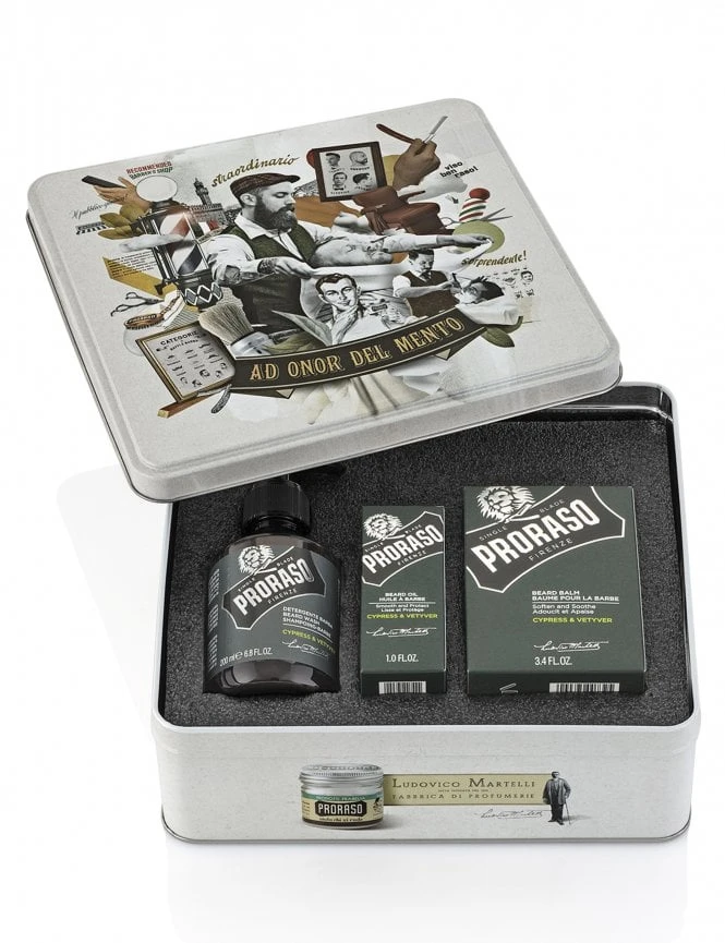 Proraso Cypress & Vetyver Beard Care Gift Tin – Complete 3-Piece Grooming Kit 3 Proraso Cypress & Vetyver Beard Care Gift Tin – Complete 3-Piece Grooming Kit