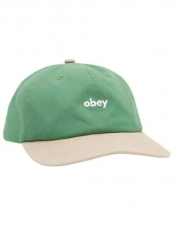 Obey Clothing Leaf Green with White Block Logo – Benny 6 Panel Curved Bill Strapback Hat