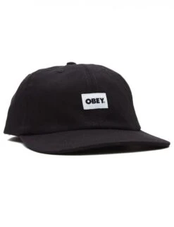 Obey Clothing Black Pigment Dyed - Minimal Wordmark Logo Curved Bill 6 Panel Hat