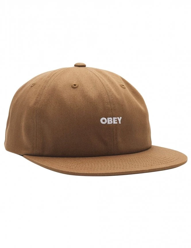 Obey Clothing Brown Sugar Bold Twill 6 Panel Strapback Hat - Black Wordmark Embroidery 3 Obey Clothing Brown Sugar Bold Twill 6 Panel Strapback Hat - Black Wordmark Embroidery