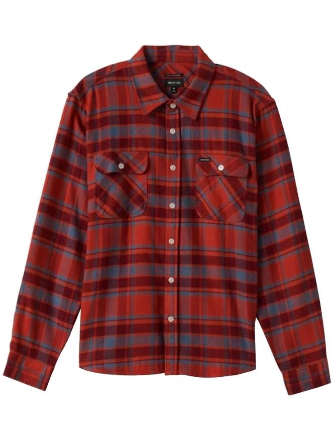 Brixton Bowery Flannel Shirt - Barn Red/Flint Blue 3 Brixton Bowery Flannel Shirt - Barn Red/Flint Blue