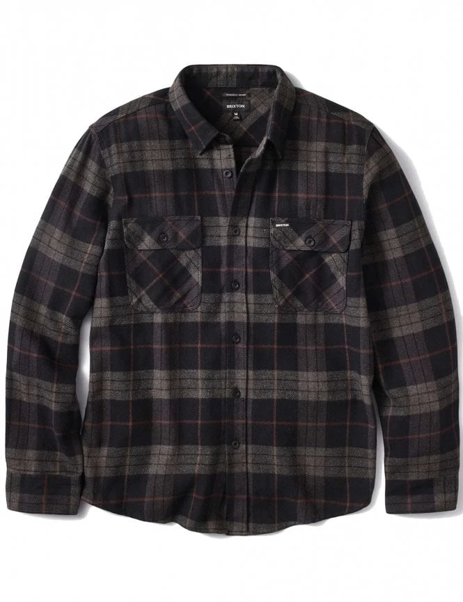 Brixton Bowery Flannel Shirt - Black/Charcoal 3 Brixton Bowery Flannel Shirt - Black/Charcoal