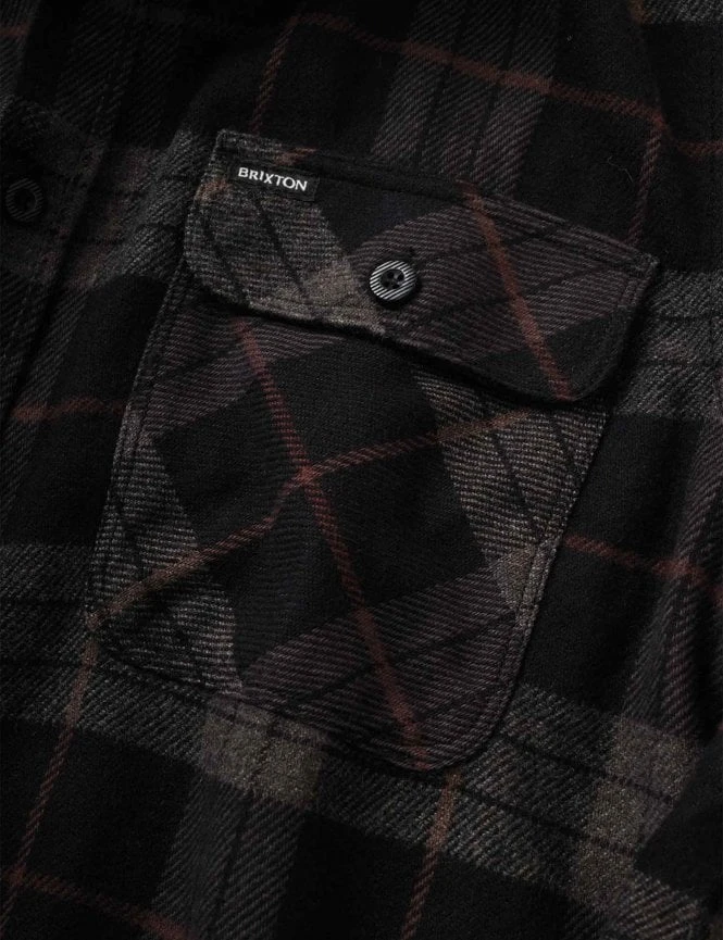 Brixton Bowery Flannel Shirt - Black/Charcoal 6 Brixton Bowery Flannel Shirt - Black/Charcoal - Image 4