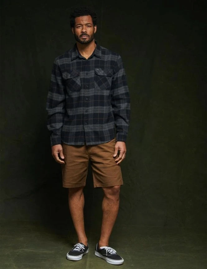 Brixton Bowery Flannel Shirt - Black/Charcoal 7 Brixton Bowery Flannel Shirt - Black/Charcoal - Image 5
