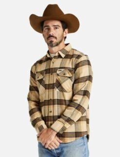 Brixton Bowery Flannel Shirt - Sand/Black -Fatbuddha Store bowery flannel shirt sand black p36583 123529 medium