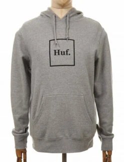HUF Box Logo Hooded Sweat - Grey Heather