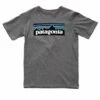 Patagonia Boys' P-6 Logo Organic Cotton Tee – Gravel Heather Grey Crewneck -Fatbuddha Store boys p 6 logo organic cotton tee gravel heather p29063 100110 medium