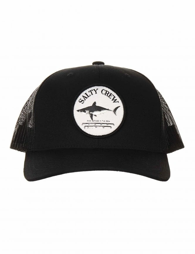Salty Crew Bruce Black Retro Trucker Hat – Shark Patch Curved Bill Mesh Back Snapback 4 Salty Crew Bruce Black Retro Trucker Hat – Shark Patch Curved Bill Mesh Back Snapback - Image 2