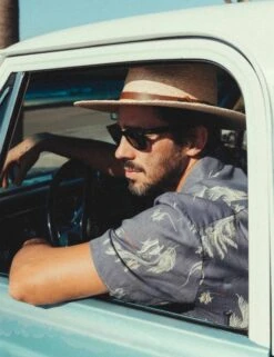 Brixton Bunker Slub Woven Shirt - Washed Sea/Black Foam -Fatbuddha Store bunker slub woven shirt washed sea black foam p35124 123546 medium