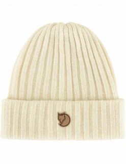 Fjallraven Byron Beanie Hat Chalk White – Ribbed Wool Knit Cuffed Beanie