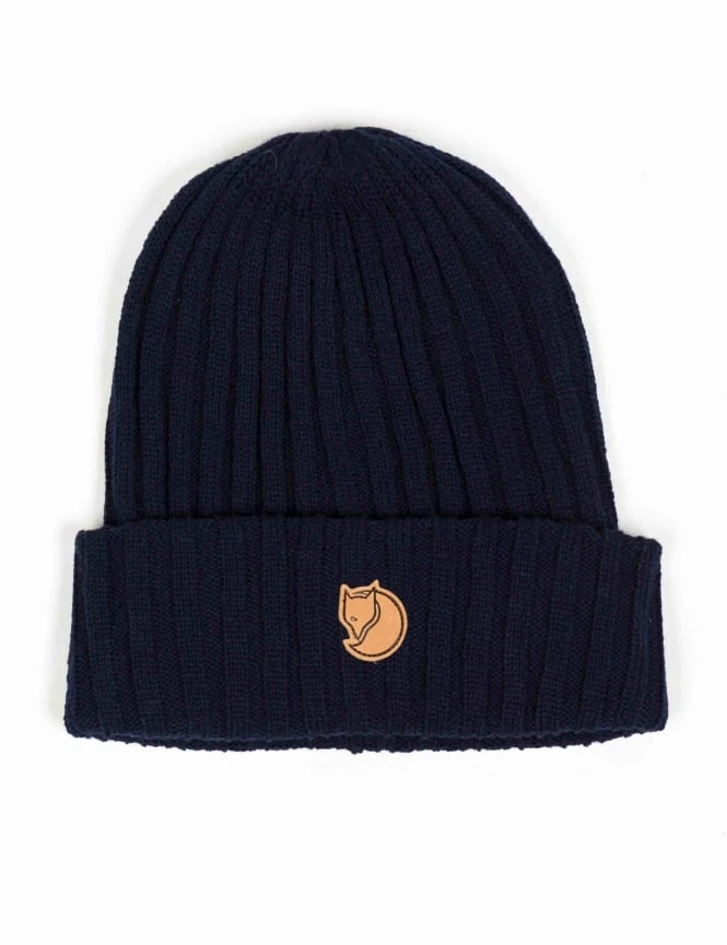 Fjallraven Byron Beanie Hat - Dark Navy Wool Ribbed Knit Beanie 3 Fjallraven Byron Beanie Hat - Dark Navy Wool Ribbed Knit Beanie