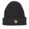 Fjallraven Byron Beanie Hat - Graphite Grey Wool Ribbed Knit Watch Cap -Fatbuddha Store byron beanie hat graphite p17918 70831 medium