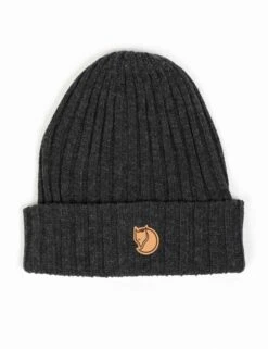 Fjallraven Byron Beanie Hat - Graphite Grey Wool Ribbed Knit Watch Cap
