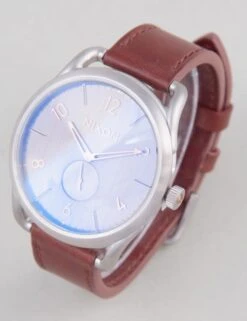 NIXON C45 Leather Watch - Gray/Rose Gold