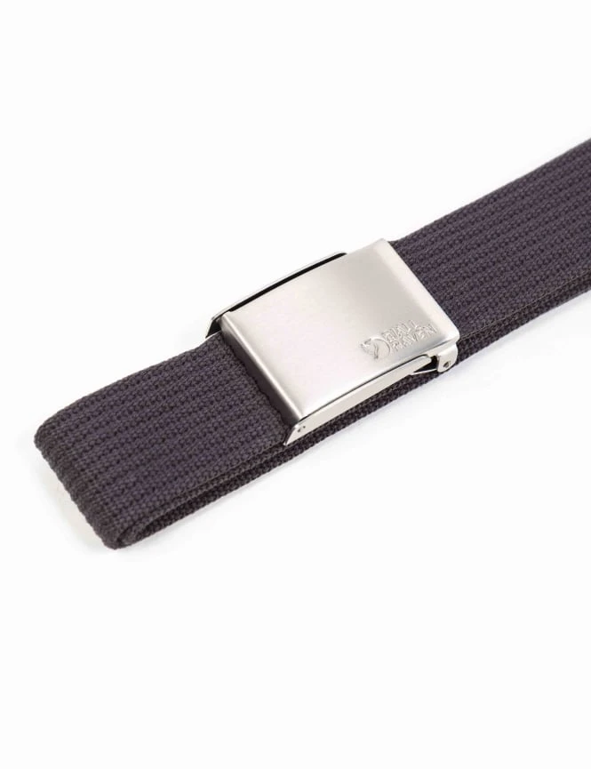 Fjallraven Canvas Belt – Dark Grey Webbing with Embossed Metal Buckle 4 Fjallraven Canvas Belt – Dark Grey Webbing with Embossed Metal Buckle - Image 2