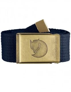 Fjallraven Canvas Brass Belt - Dark Navy - 4cm Adjustable Webbing Belt