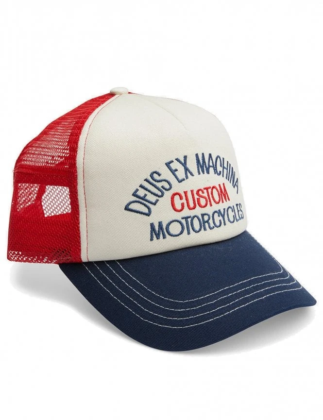 Deus Ex Machina Navy and White Canyons Patch - Curved Bill Mesh Back Trucker Hat 3 Deus Ex Machina Navy and White Canyons Patch - Curved Bill Mesh Back Trucker Hat