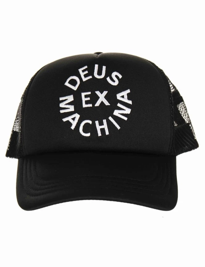Deus Ex Machina Black and White Circle Logo Trucker Hat – Classic Mesh Back Snapback 5 Deus Ex Machina Black and White Circle Logo Trucker Hat – Classic Mesh Back Snapback - Image 3