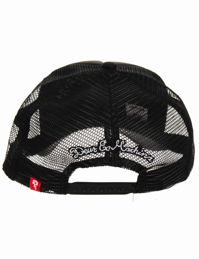 Deus Ex Machina Black and White Circle Logo Trucker Hat – Classic Mesh Back Snapback 4 Deus Ex Machina Black and White Circle Logo Trucker Hat – Classic Mesh Back Snapback - Image 2