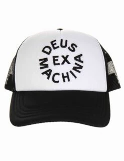 Deus Ex Machina Black/White Circle Logo – Structured Mesh Trucker Hat -Fatbuddha Store circle logo trucker hat black white p16829 67127 medium