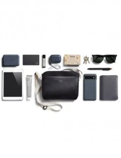 Bellroy City Pouch Premium Plus Black Sand - Premium Leather Crossbody Bag -Fatbuddha Store city pouch premium plus black sand p33291 112804 medium
