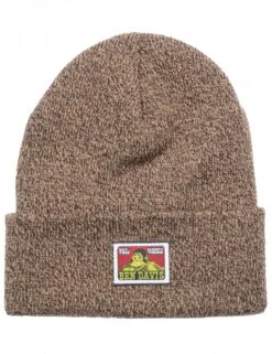 Ben Davis Brown Marled Classic Logo Beanie Hat – Durable Cuffed Workwear Style