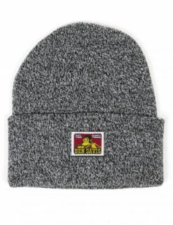 Ben Davis Marled Black Classic Gorilla Logo - Cuffed Knit Beanie Hat