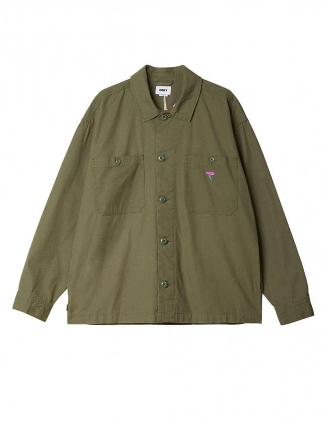 Obey Clothing Contrast Shirt Jacket - Smokey Olive 4 Obey Clothing Contrast Shirt Jacket - Smokey Olive - Image 2